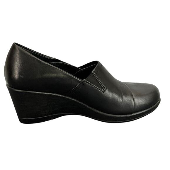 Dansko Rosaline Black Leather Slip On Comfort 3" Wedge Loafer Women 7/38 - Picture 3 of 10